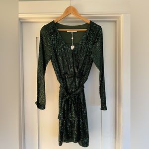 Emerald green sequin Trina Turk dress.